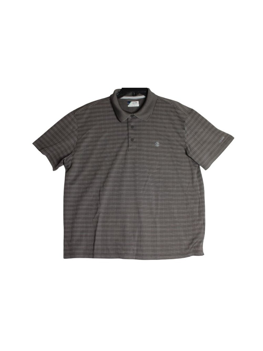 Izod Golf Gray Stripe Breathable Polo‎ Shirt Men's Large